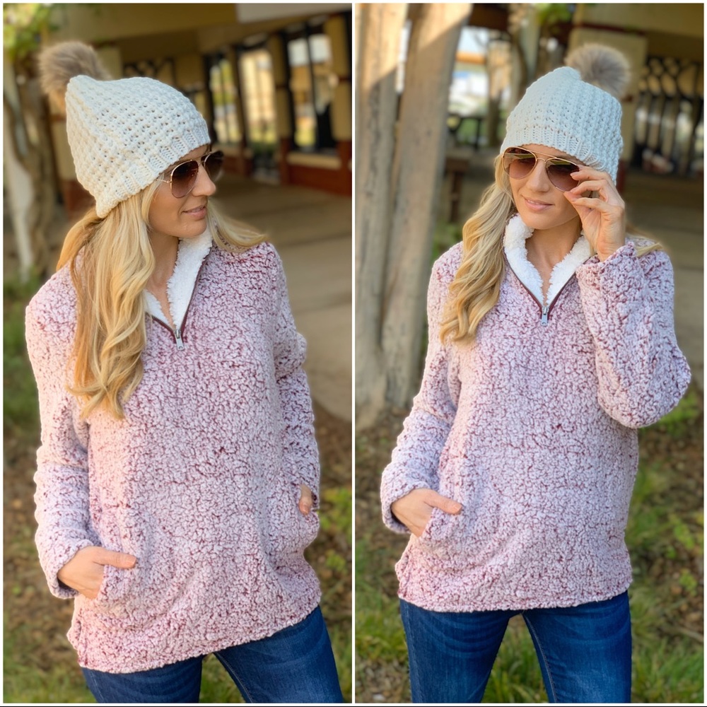 ✨LAST ONE✨Wine Sherpa pullover - Picture 2 of 6